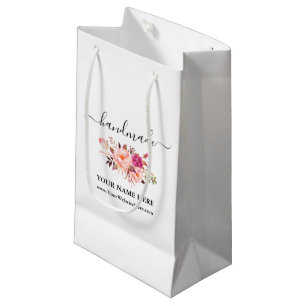 Calligraphy Watercolor Pink Floral Handmade Bag