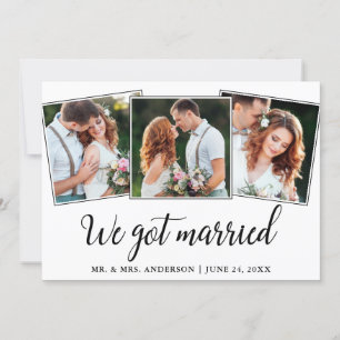 Calligraphy We Got Married 3 Photo Wedding Card