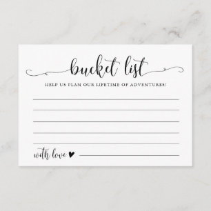 Calligraphy Wedding Bucket List Advice Cards