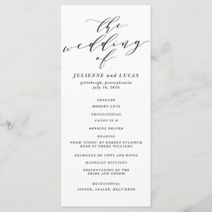 Calligraphy Wedding Ceremony Progam   Black Programme