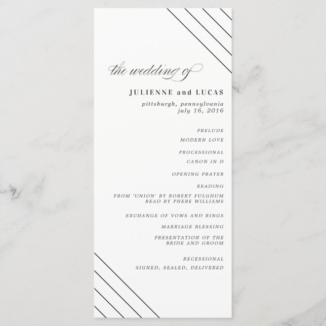 Calligraphy Wedding Ceremony Progam | Black Programme (Front)