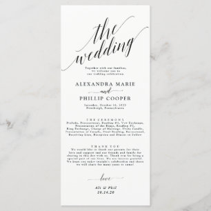 Calligraphy Wedding Ceremony Progam Black Programme