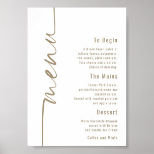 Calligraphy Wedding Champagne Gold Menu  Poster