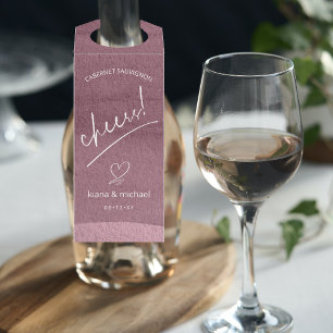 Calligraphy Wedding Cheers Mauve ID771 Bottle Tag
