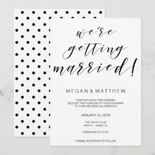 Calligraphy wedding invitation card black white