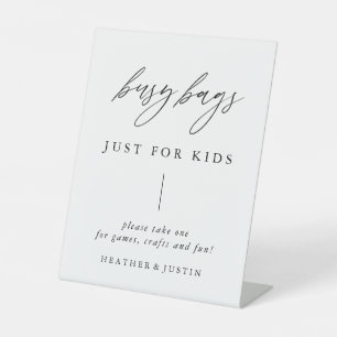Calligraphy Wedding Kids Busy Bag Sign