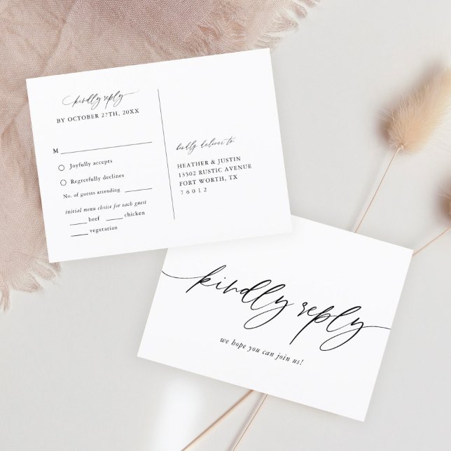 Calligraphy Wedding Menu Choice RSVP Postcard (Creator Uploaded)