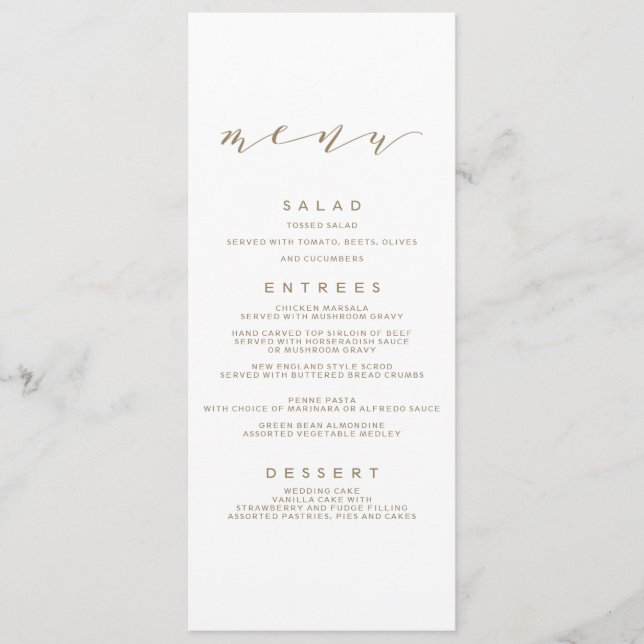 Calligraphy Wedding Menu | Gold (Front)
