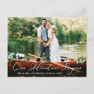 Calligraphy Wedding Our Adventure Begins Postcard
