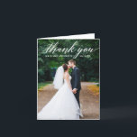Calligraphy Wedding Photo Elegant Note Thank You Card<br><div class="desc">Modern Calligraphy Wedding Bride and Groom Photo Thank You Folded Note Card - White Script</div>