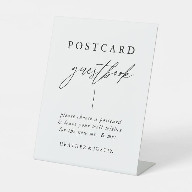 Calligraphy Wedding Postcard Guestbook Sign (Front)