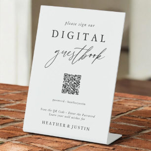 Calligraphy Wedding QR Code Digital Guest Book Pedestal Sign