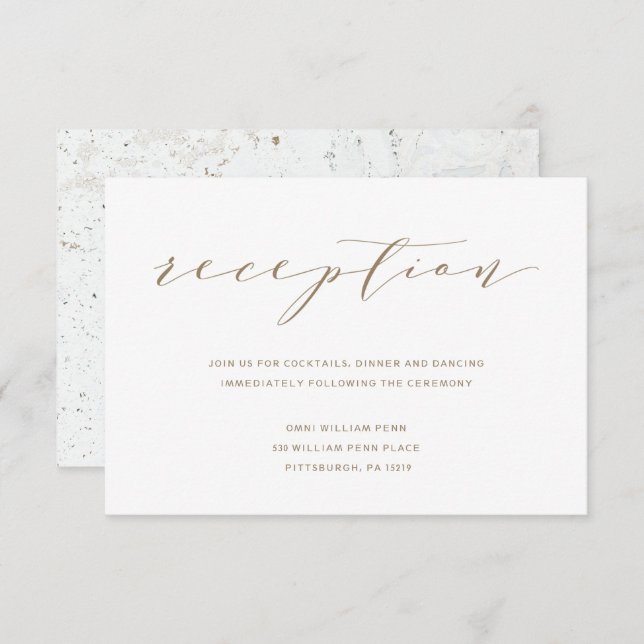 Calligraphy Wedding Reception Card | Gold (Front/Back)