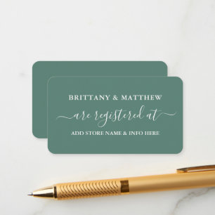 Calligraphy Wedding Registry Eucalyptus Green Enclosure Card