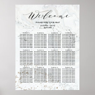 Calligraphy Wedding Seating Chart Black