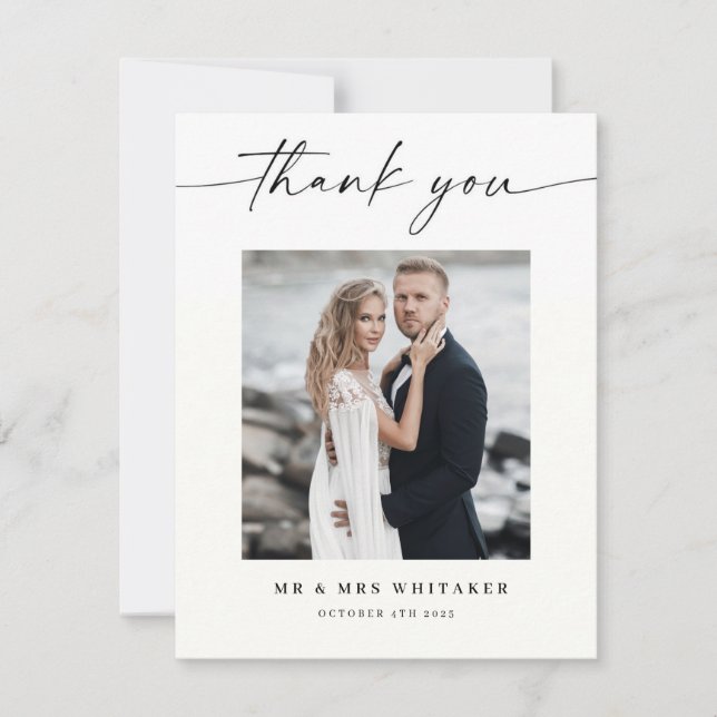 Calligraphy Wedding Thank You Card Photo (Front)