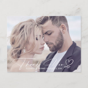 Calligraphy Wedding Thank You Mauve ID771 Announcement Postcard