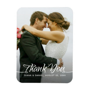 Calligraphy Wedding Thank You Personalised Photo Magnet