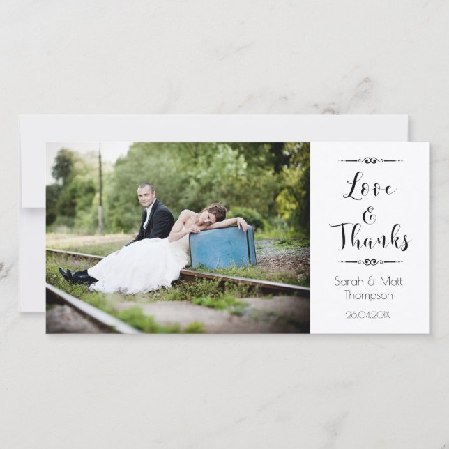 Calligraphy Wedding Thank You Photo Card (Front)