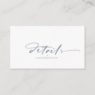 Calligraphy Wedding Website Dusty Blue ID771 Enclosure Card