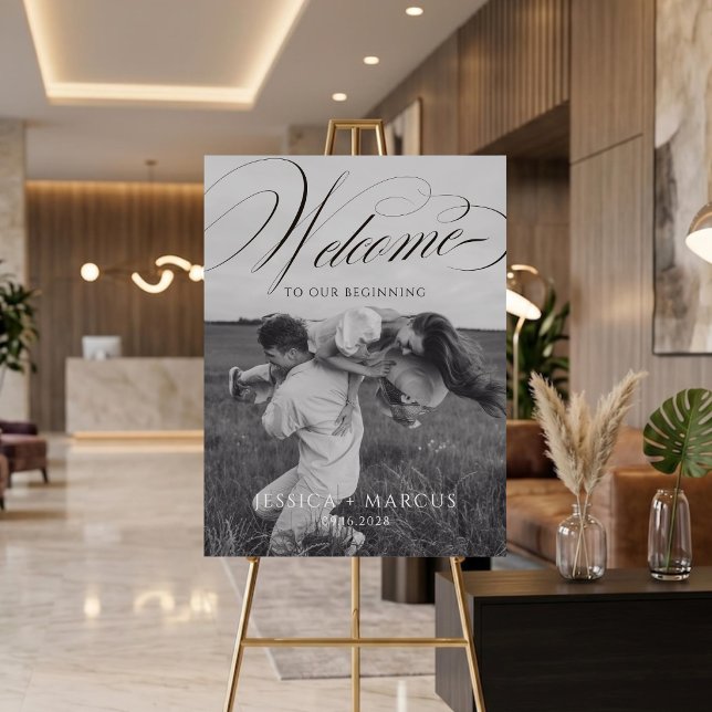 Calligraphy Wedding Welcome Sign Poster with Photo (Creator Uploaded)