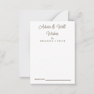 Calligraphy Wedding Well Wishes & Advice Card