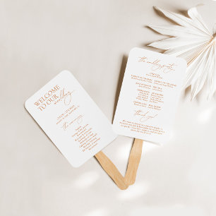Calligraphy Welcome Wedding Program Hand Fan