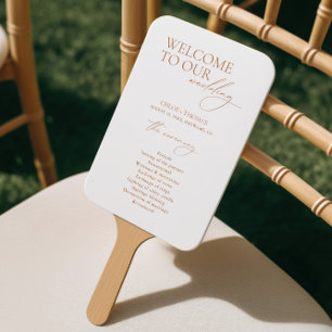Calligraphy Welcome Wedding Program Hand Fan