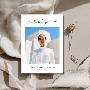 Calligraphy Whimsy Script Photo Bridal Shower Thank You Card