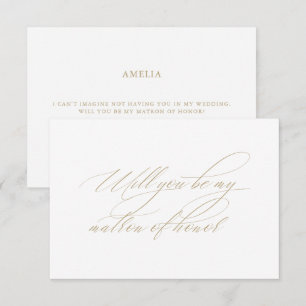 Calligraphy White Matron of Honour Proposal Card
