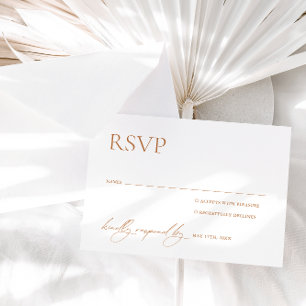 Calligraphy White & Terracotta Wedding RSVP Card