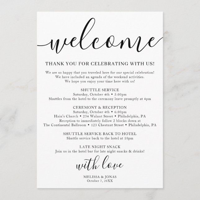 calligraphy white wedding classic programme (Front)