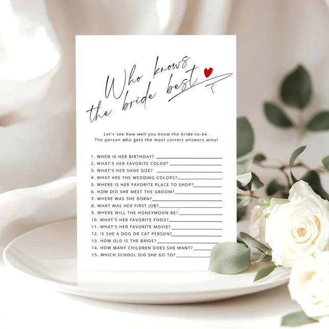 Calligraphy Who knows the bride best bridal game (Creator Uploaded)