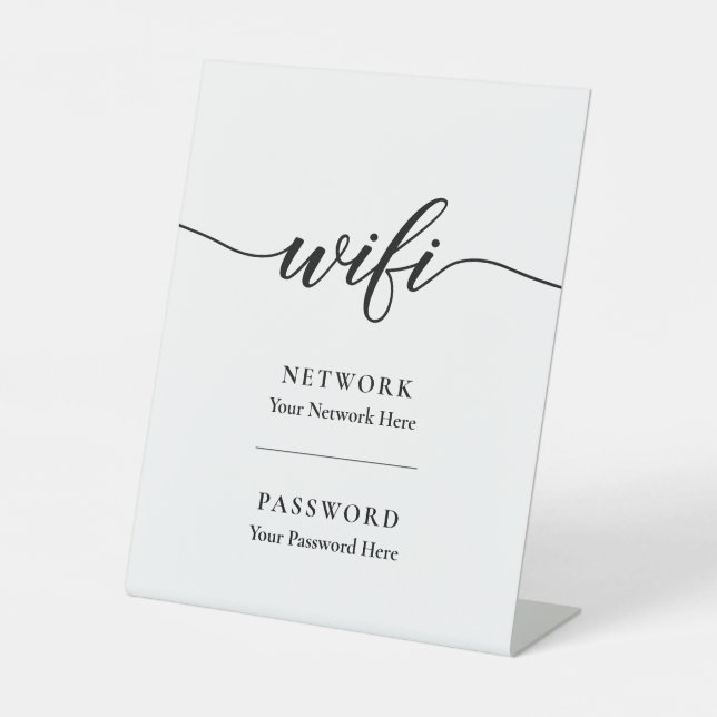 Calligraphy Wifi Password Network Pedestal Sign (Front)