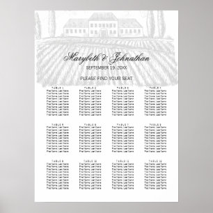 Calligraphy & Wine Wedding Seating Chart Poster