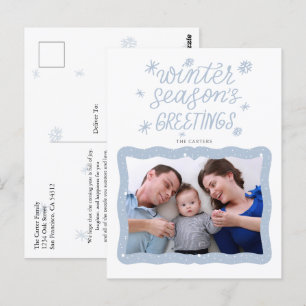 Calligraphy Winter Season Greetings Photo Holiday  Postcard