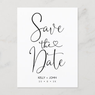 Calligraphy With Heart Save The Date Postcard