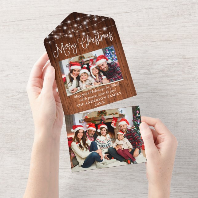  Calligraphy Wood Lights All In One Christmas Card (Tearaway)