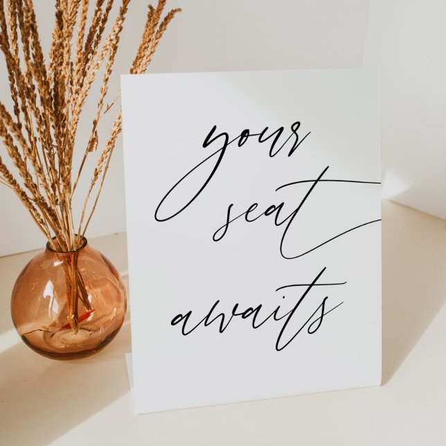 Calligraphy Your Seat Awaits Find Your Seat Sign (Creator Uploaded)
