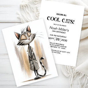 Calling All Cool Cats Birthday Party Invitation