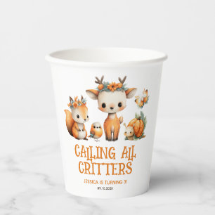 Calling All Critters Woodland Fall Kids' Birthday Paper Cups