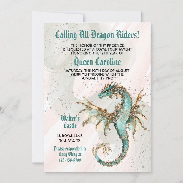Calling All Dragon Riders Birthday Invitation (Front)