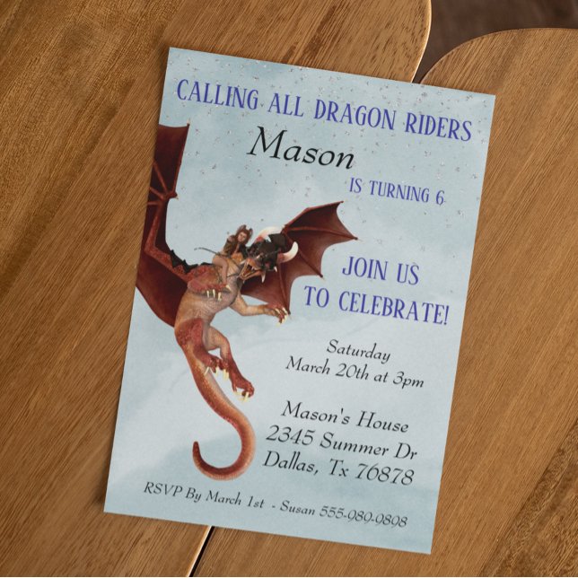 Calling all Dragon Riders Birthday Party Child's Invitation (Creator Uploaded)