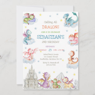 Calling All Dragons Birthday Invitation