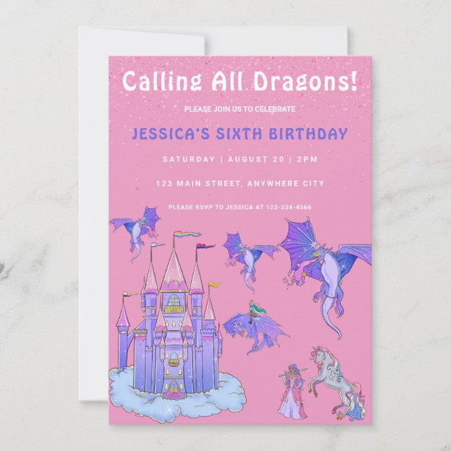Calling All Dragons Kids Birthday Party Invitation (Front)