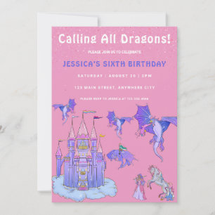 Calling All Dragons Kids Birthday Party Invitation