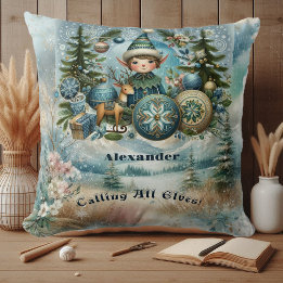 Calling All Elves Christmas Tree Ornaments Snow  Cushion