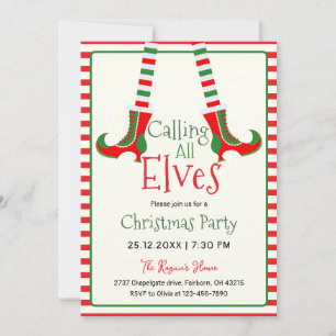 Calling All Elves Holiday Christmas Party Invitation