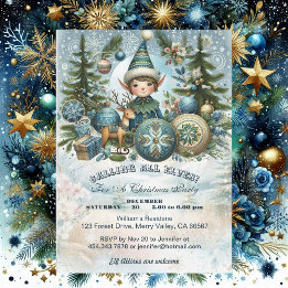 Calling All Elves Snowflake Christmas Party Invite