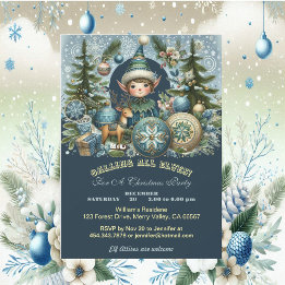 Calling All Elves Snowflakes Hail Christmas Party  Invitation